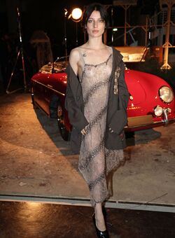 Alice Pagani see through to tits at Antonio Marras fashion show in Milan